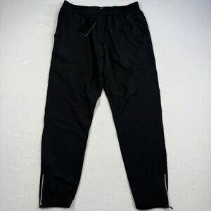 Gymreapers Jogger Pants Mens XL Black Performance Stretch Reflective Zip Ankle